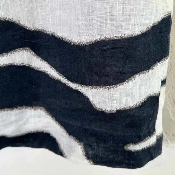 Banana Republic Zebra Print 100% Linen Career Back Zip Dress with Pleats Sz 4 - Picture 5 of 12
